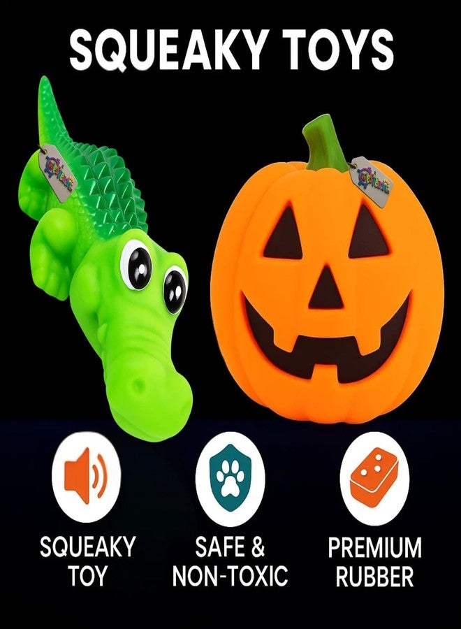 Western Era Crocodile & Pumpkin Squeaky Dog Toy Combo | Soft Rubber Toys with Built-In Squeaker | Cartoon Animal & Halloween Design | Chewable, Lightweight & Fun for Dogs | Indoor Play, Boredom Relief - Image 4